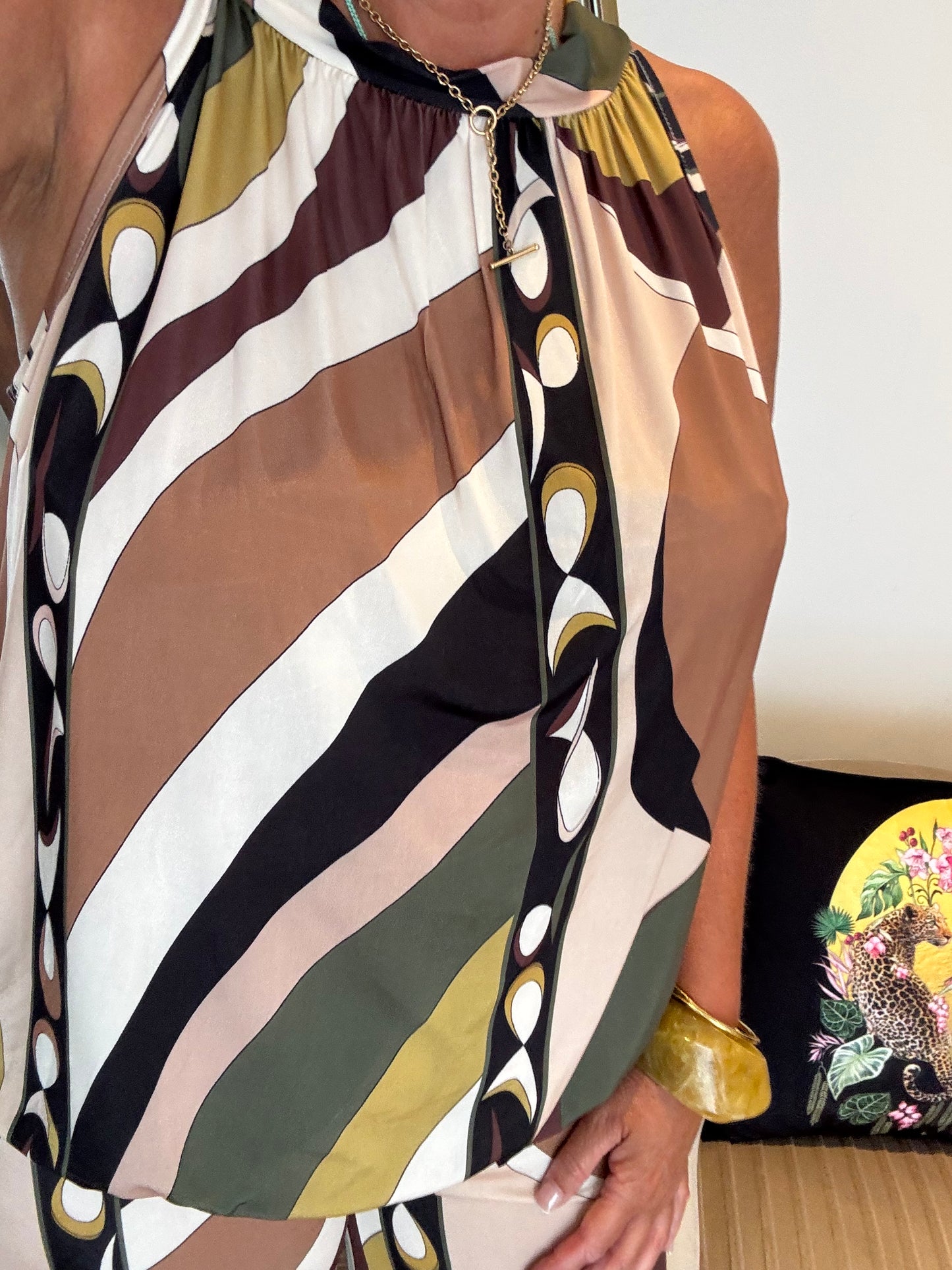 Khaki Slinky Jersey Print Coord