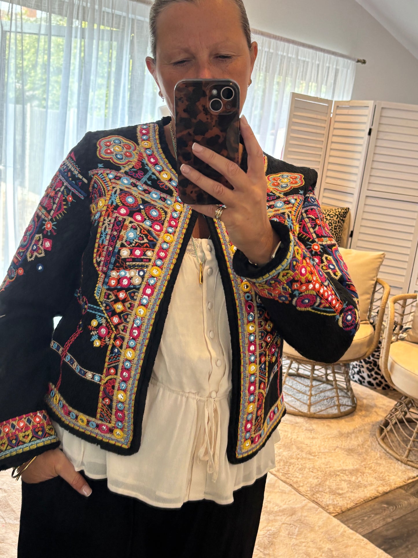Black “Mia” Embroidered Jacket