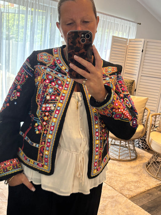 Black “Mia” Embroidered Jacket