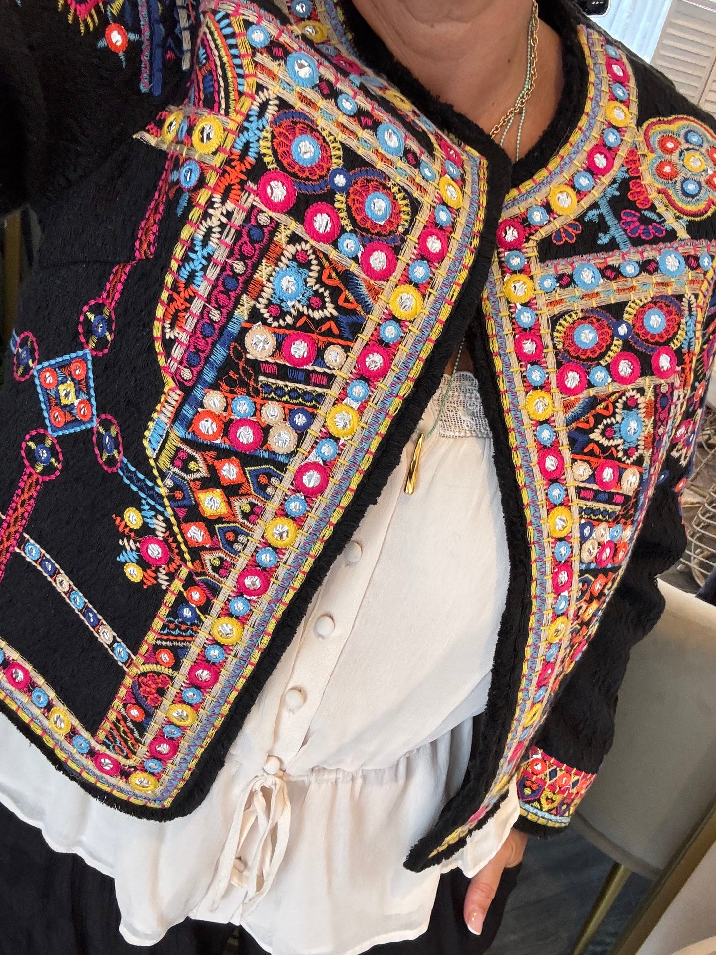 Black “Mia” Embroidered Jacket
