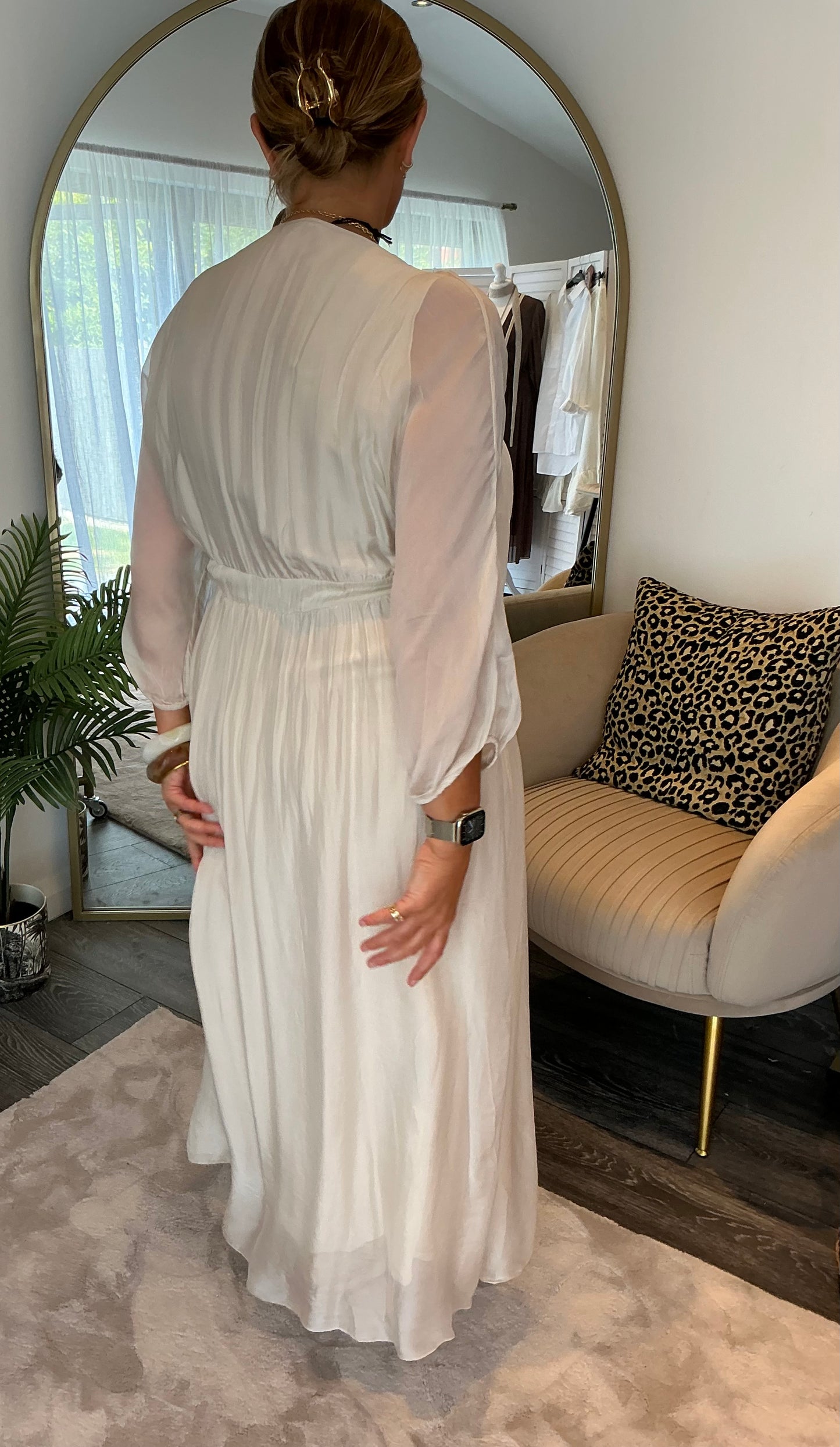 Cream “Saffy“ Silk Mix Maxi Dress