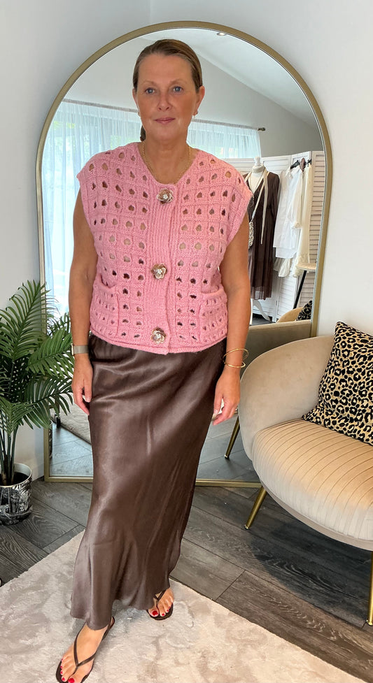 Pink “Kara” Knitted Waistcoat