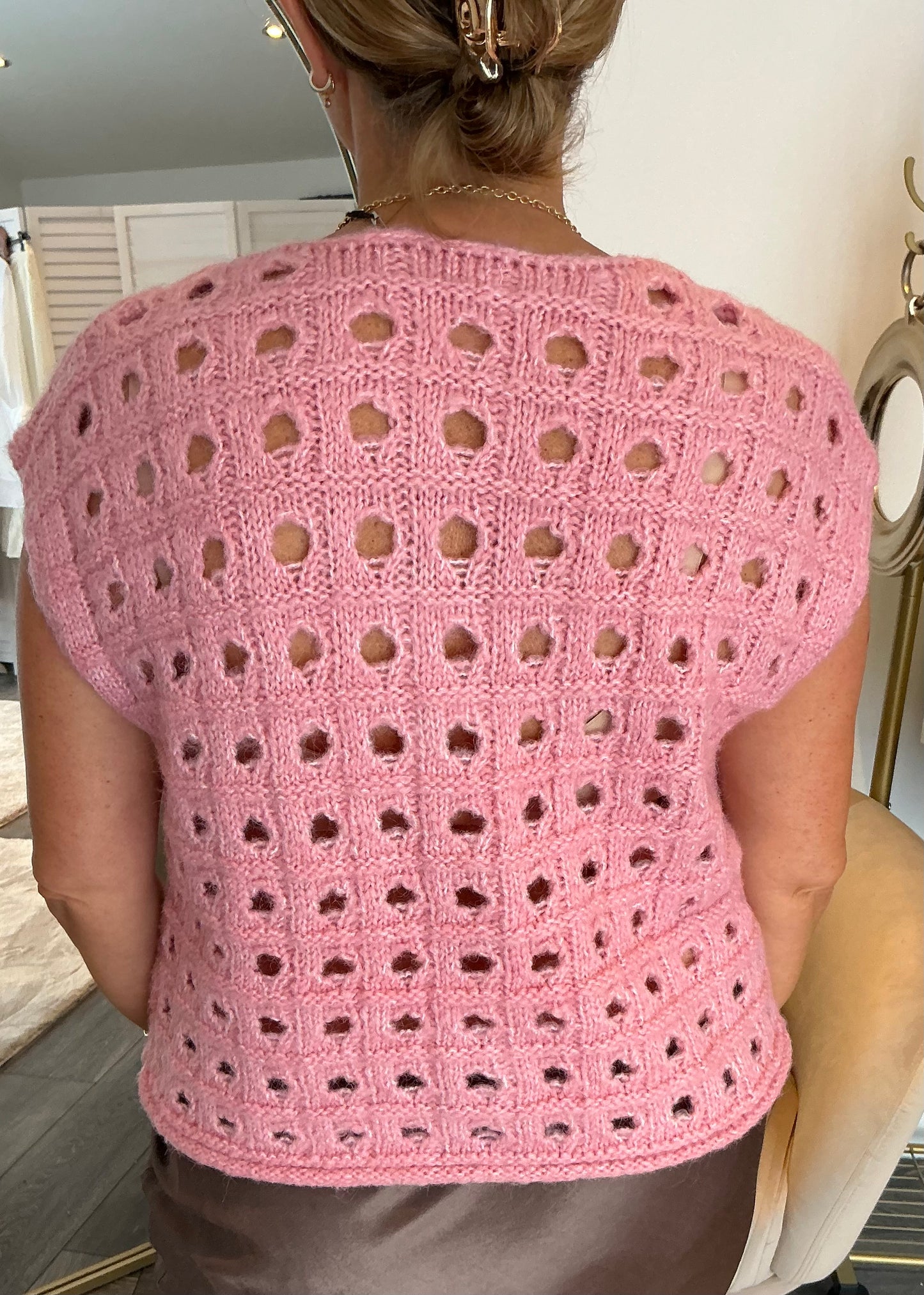Pink “Kara” Knitted Waistcoat