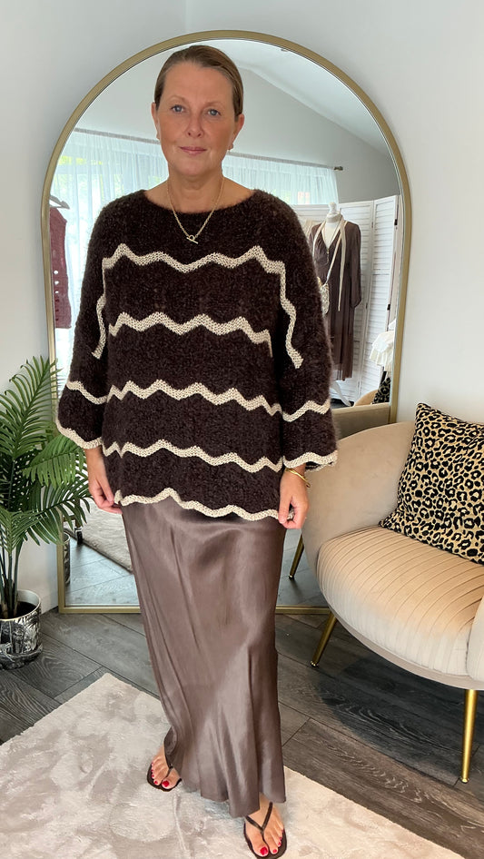 Chocolate “ Lottie” Scallop Jumper