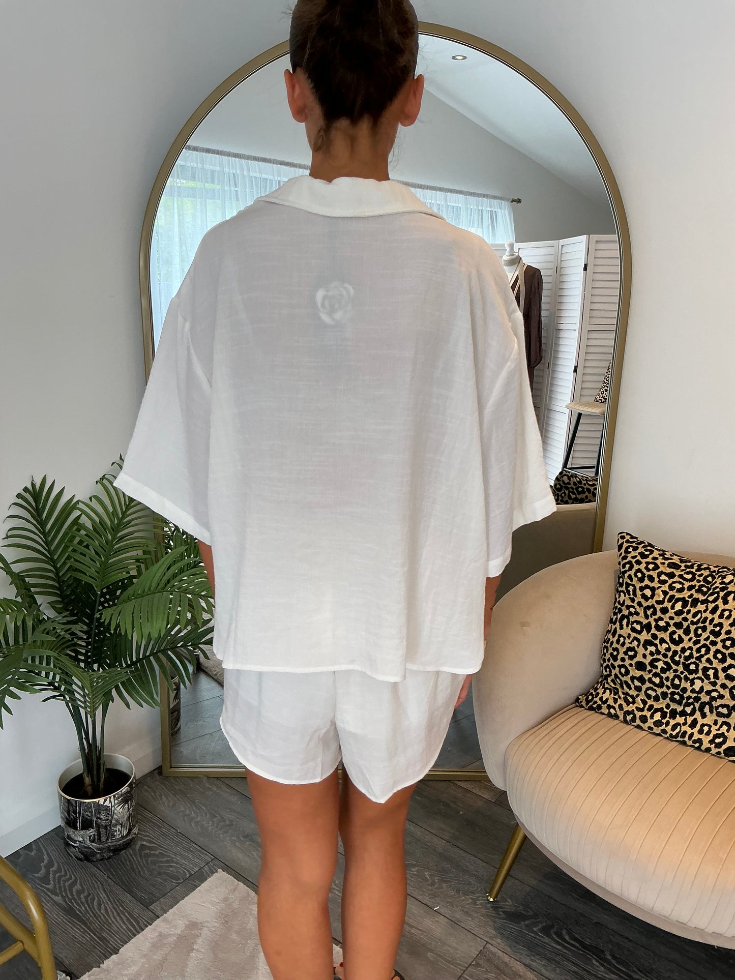 White  “Carmel” Cutwork Shorts Coord