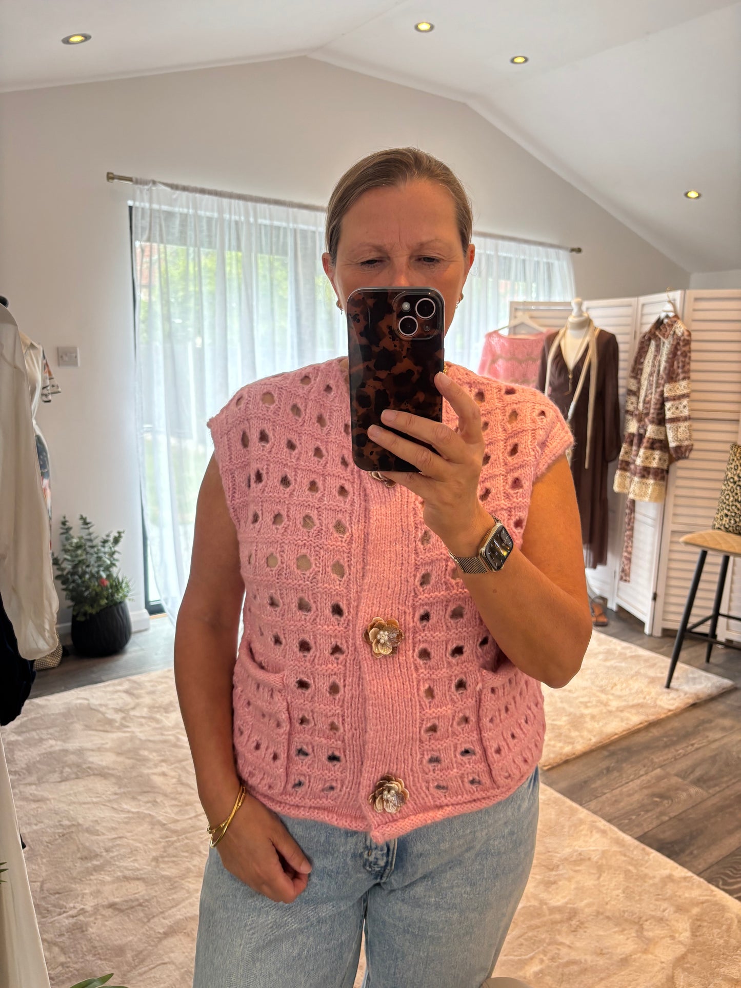 Pink “Kara” Knitted Waistcoat