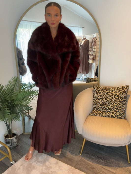 Dark Red “Camille” Faux Fur Jacket
