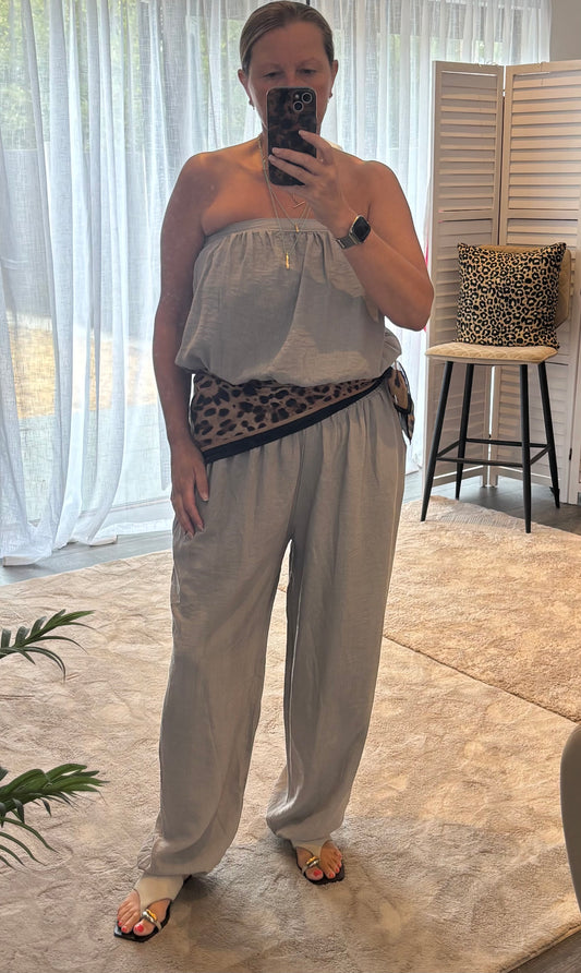 Taupe “Ibiza” Bandeau Jumpsuit
