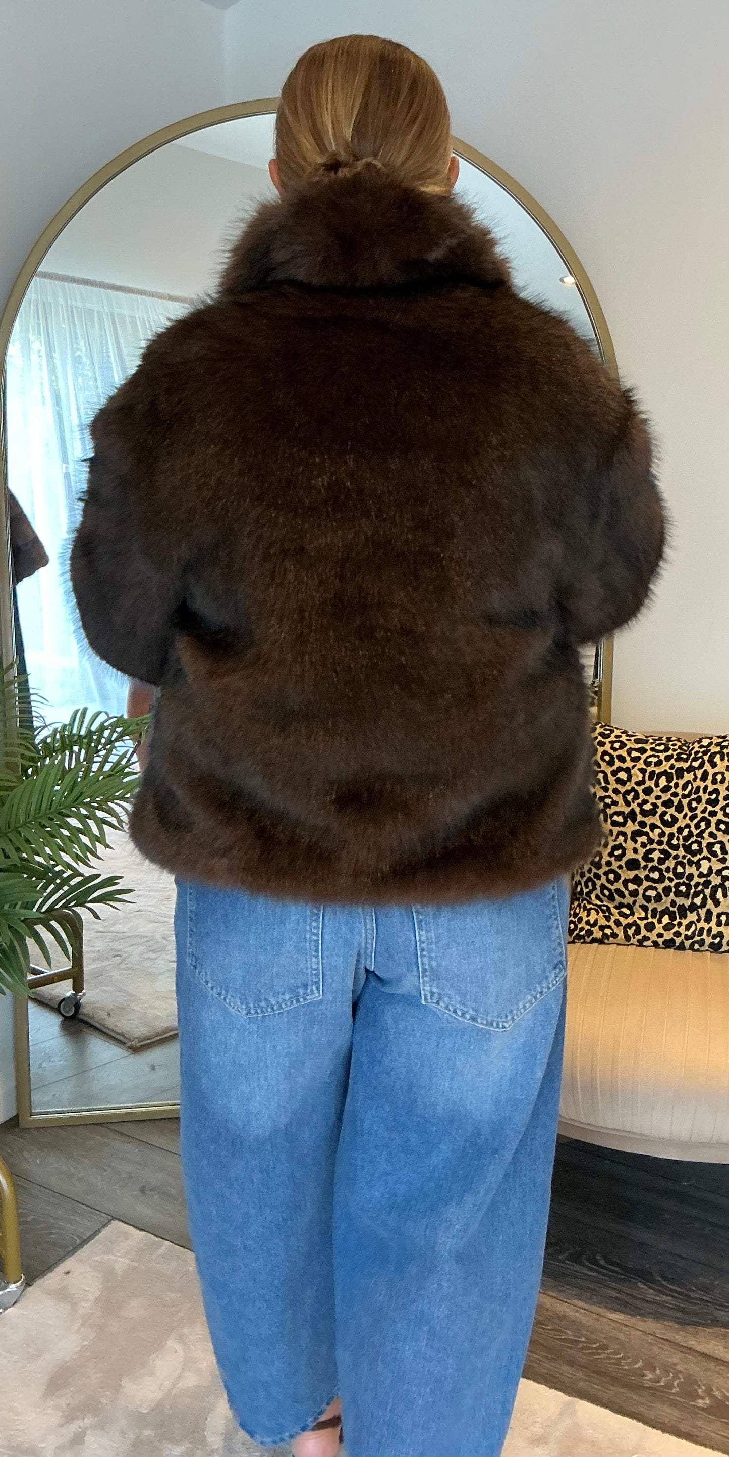 Chocolate “Camille” Faux Fur Jacket