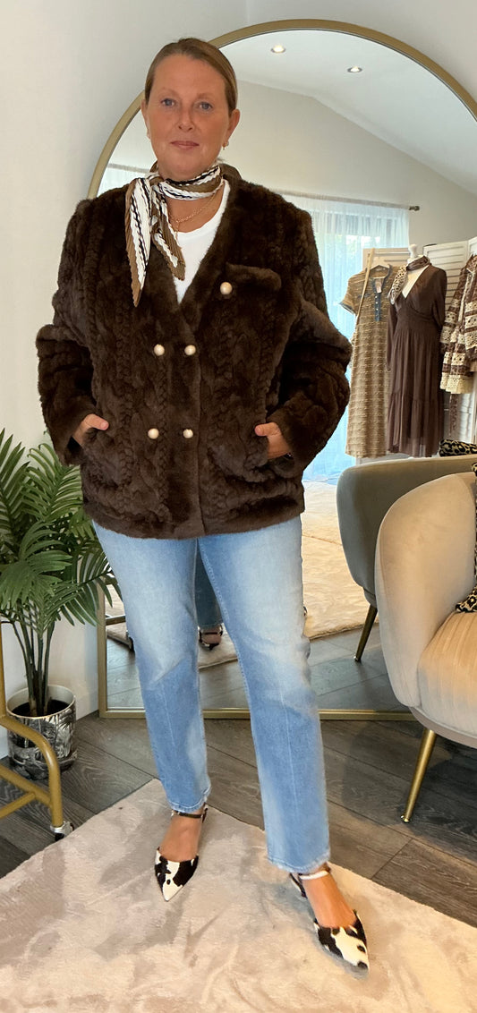 Chocolate “Emily” Faux Fur Jacket