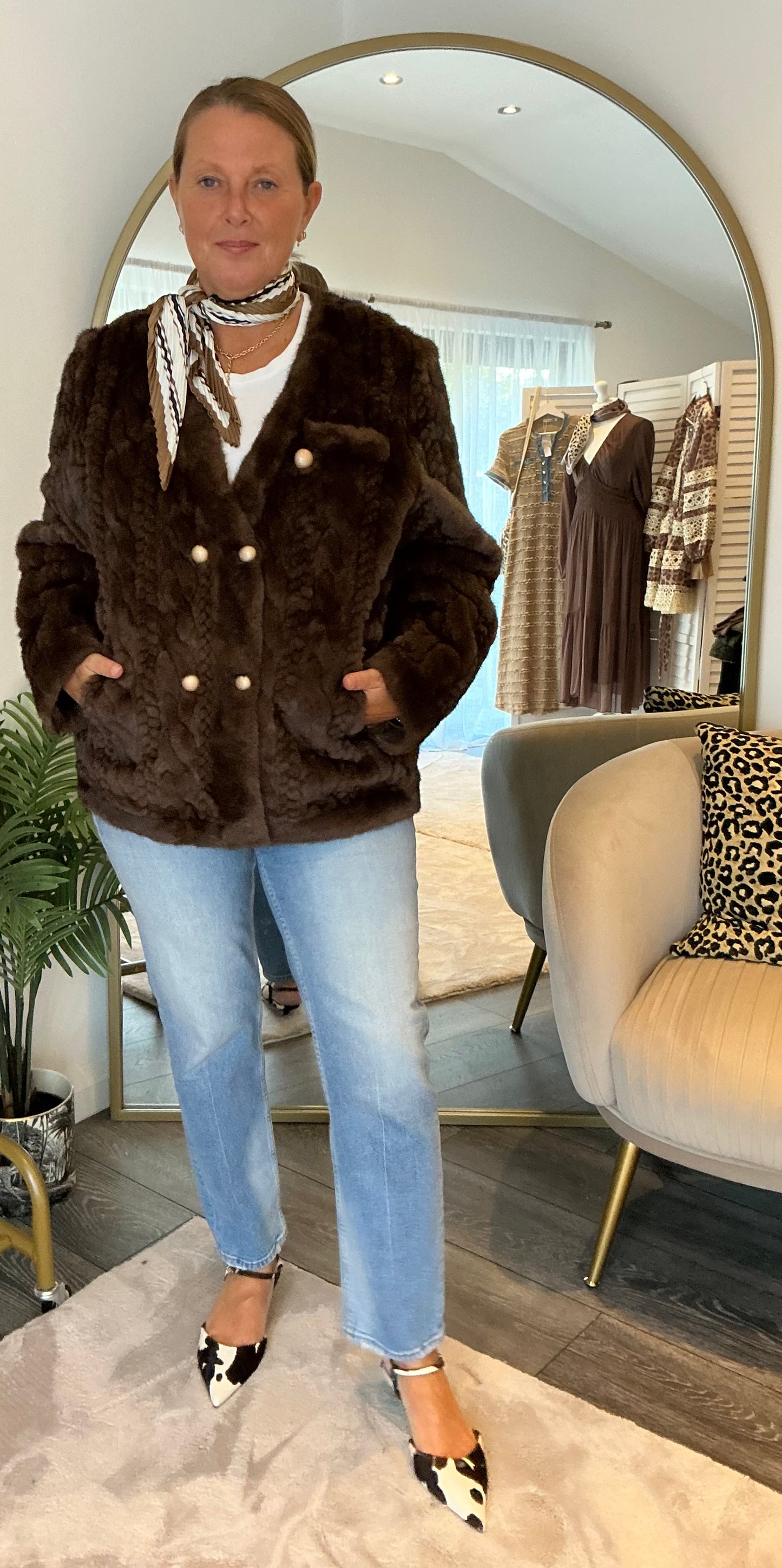 Chocolate “Emily” Faux Fur Jacket