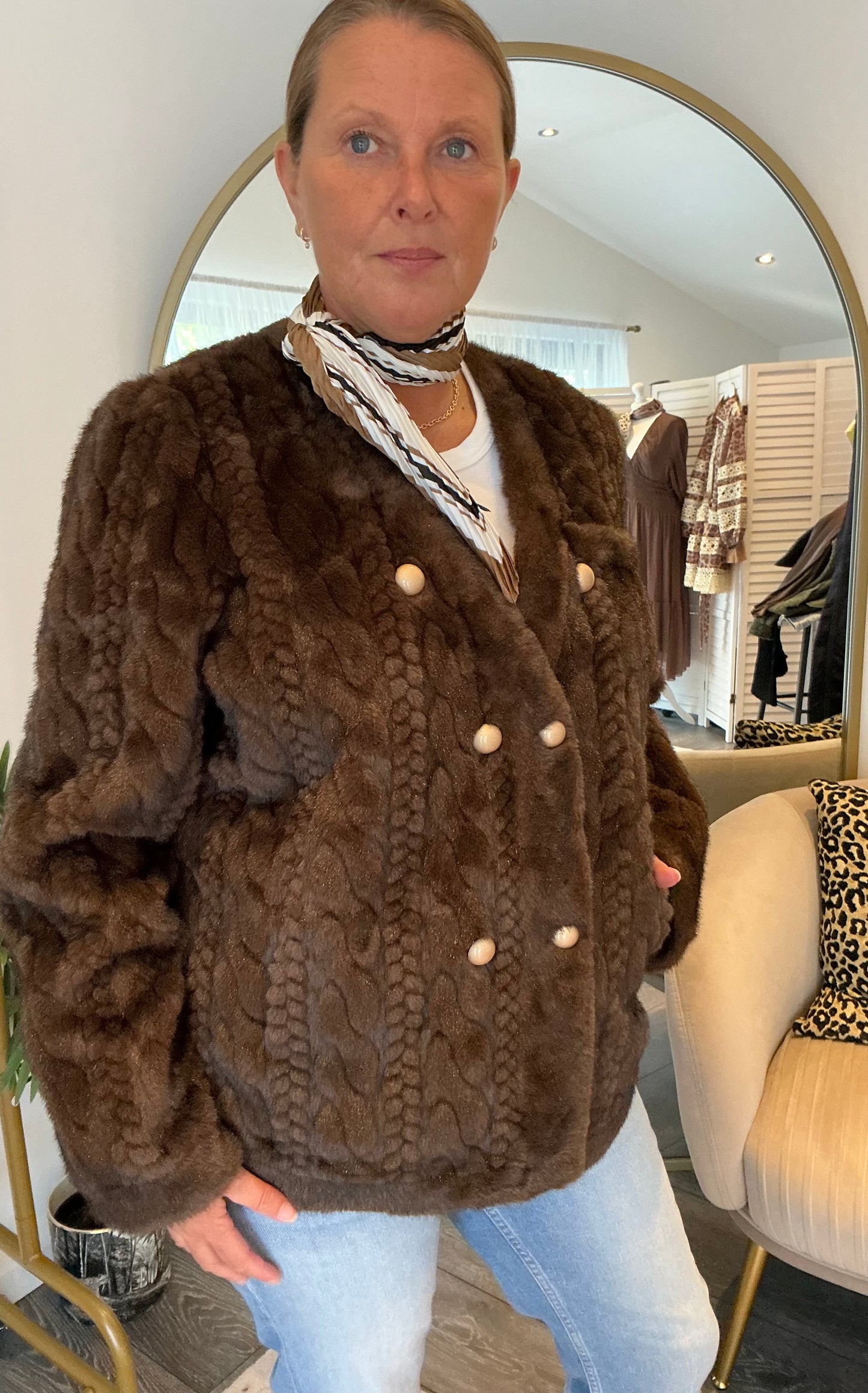 Chocolate “Emily” Faux Fur Jacket
