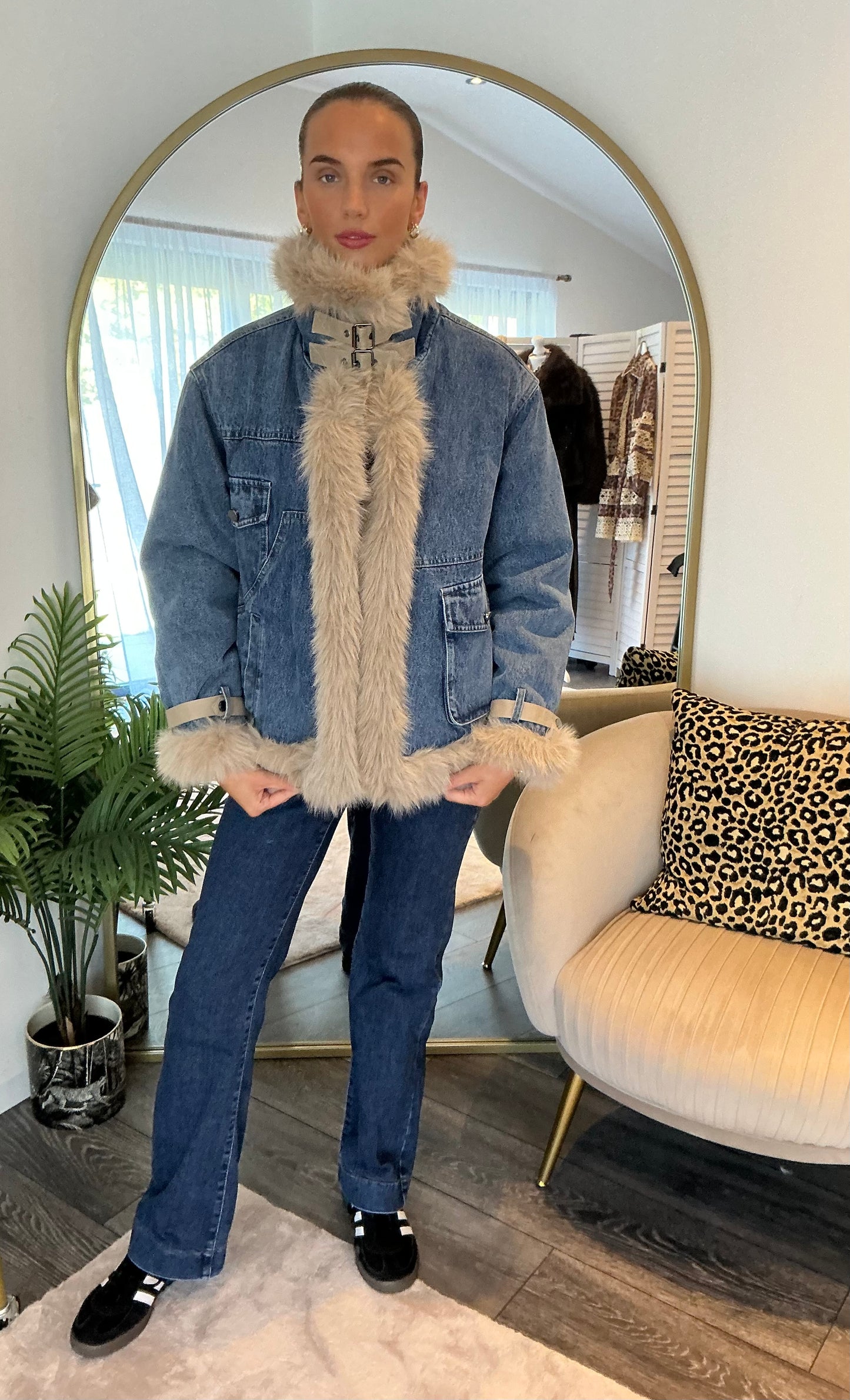 Beige “Darcy” Denim Reversible Jacket