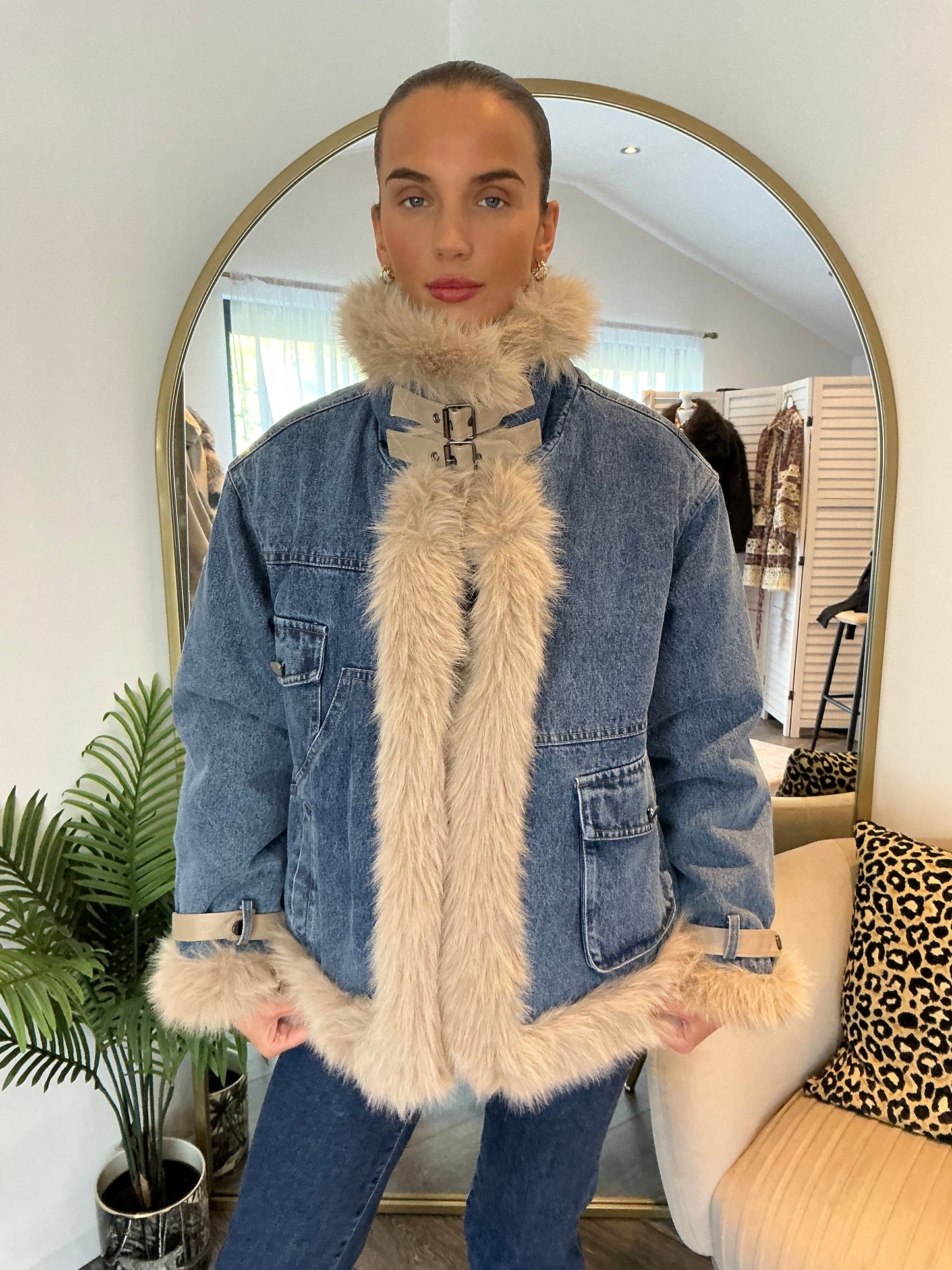 Beige “Darcy” Denim Reversible Jacket