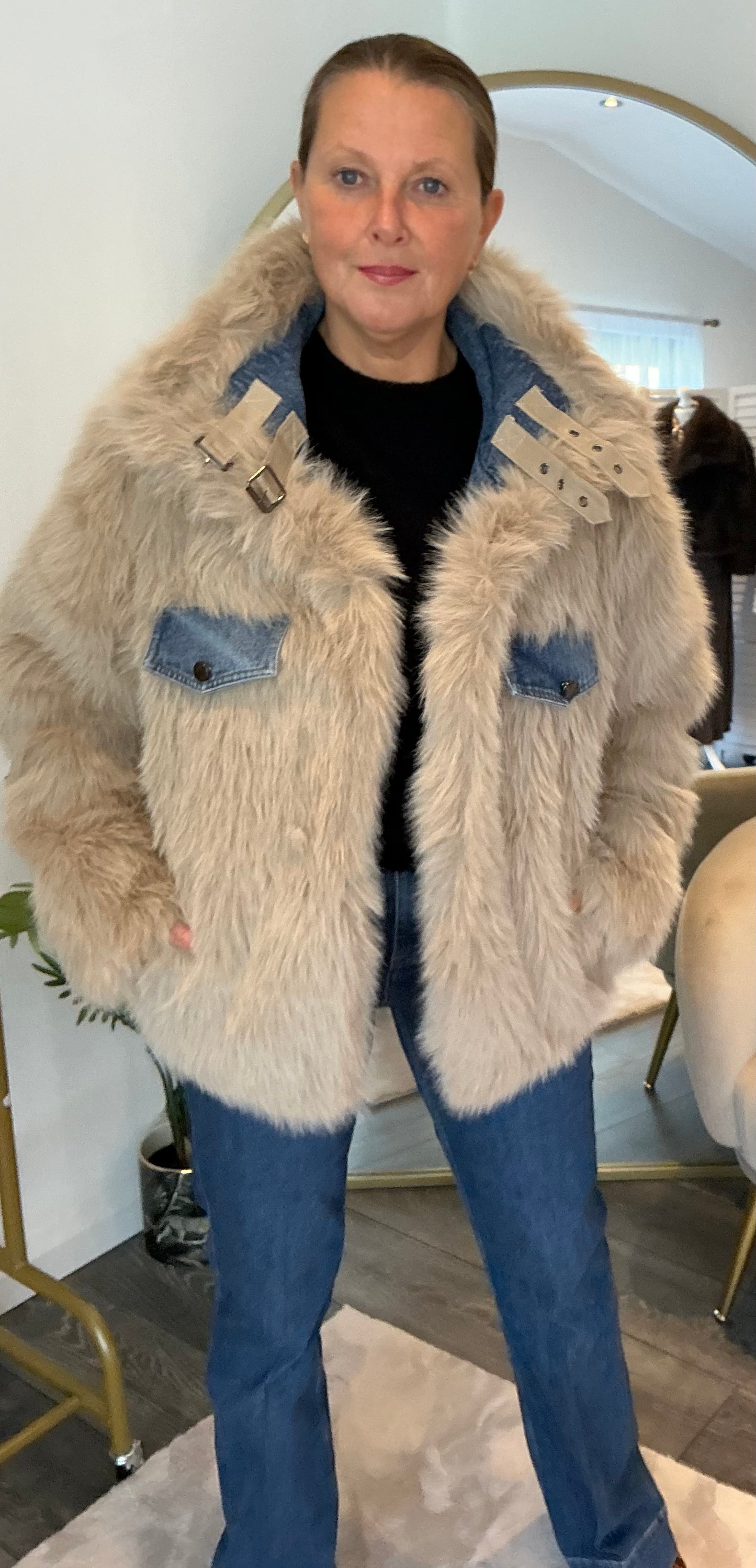 Beige “Darcy” Denim Reversible Jacket