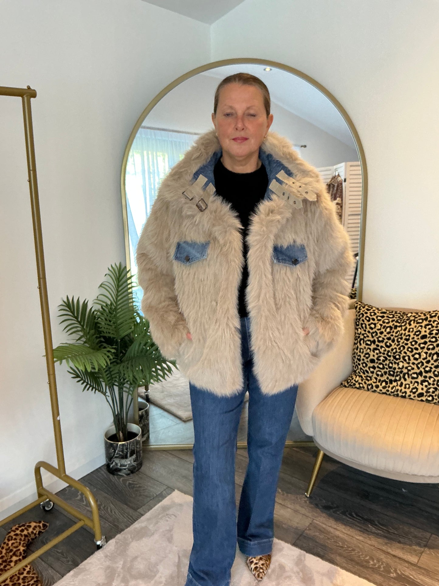 Beige “Darcy” Denim Reversible Jacket