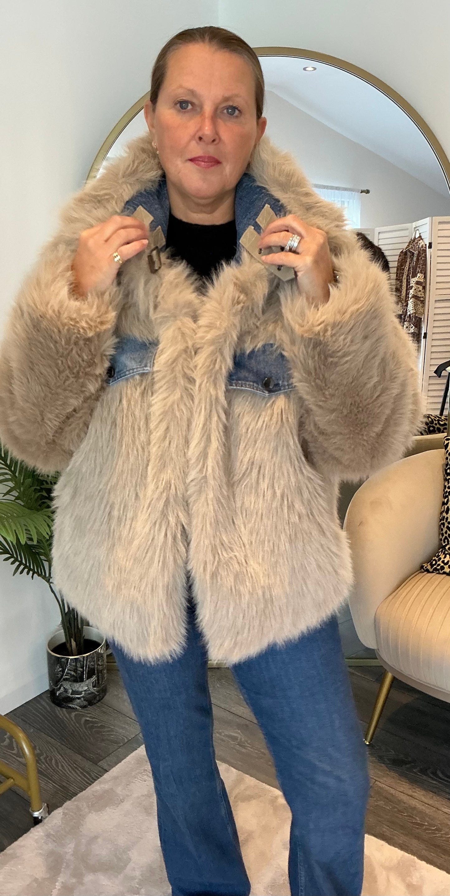 Beige “Darcy” Denim Reversible Jacket