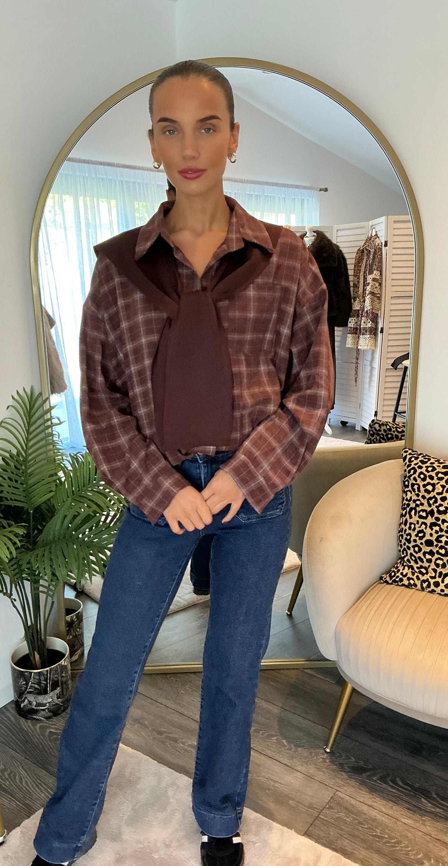 Burgundy “Ella” Check Shirt