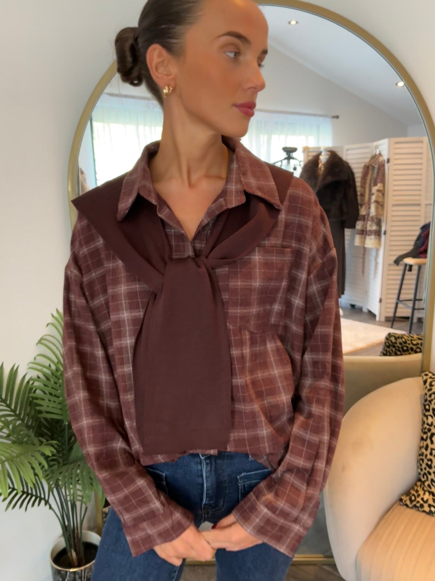 Burgundy “Ella” Check Shirt