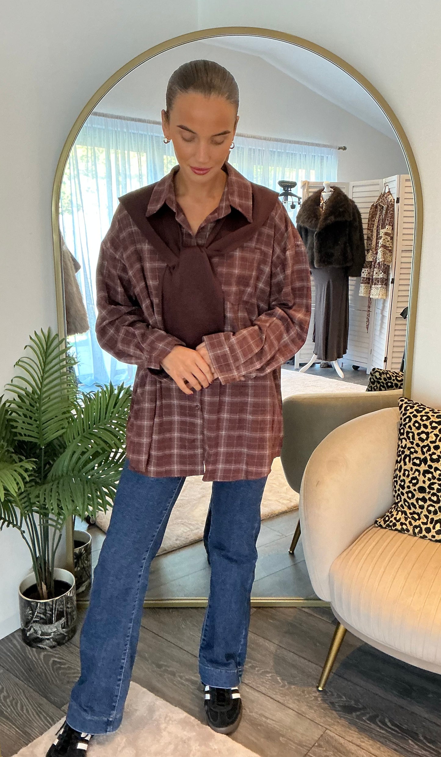 Burgundy “Ella” Check Shirt