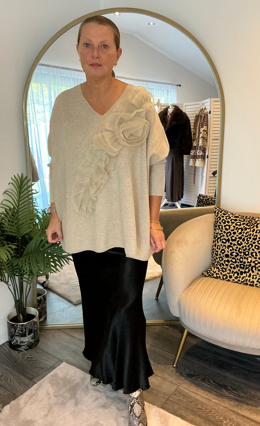 Stone “ Immogen” Ruffle Trim Jumper