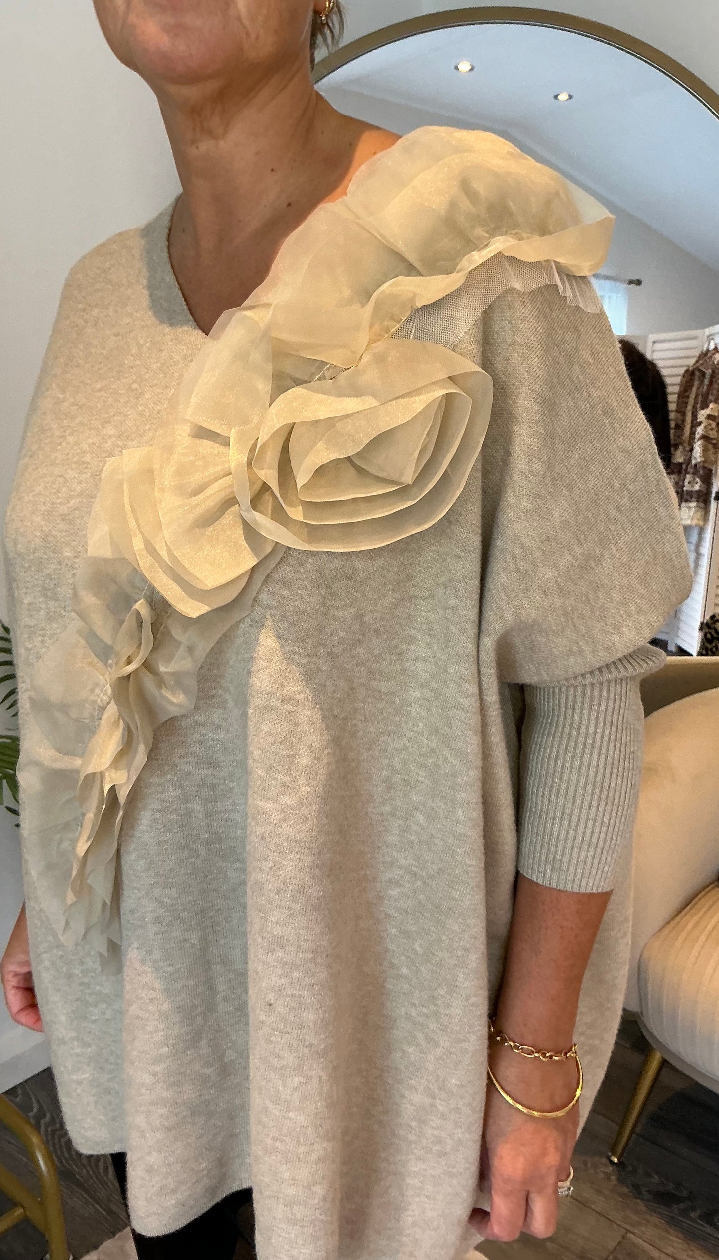 Stone “ Immogen” Ruffle Trim Jumper