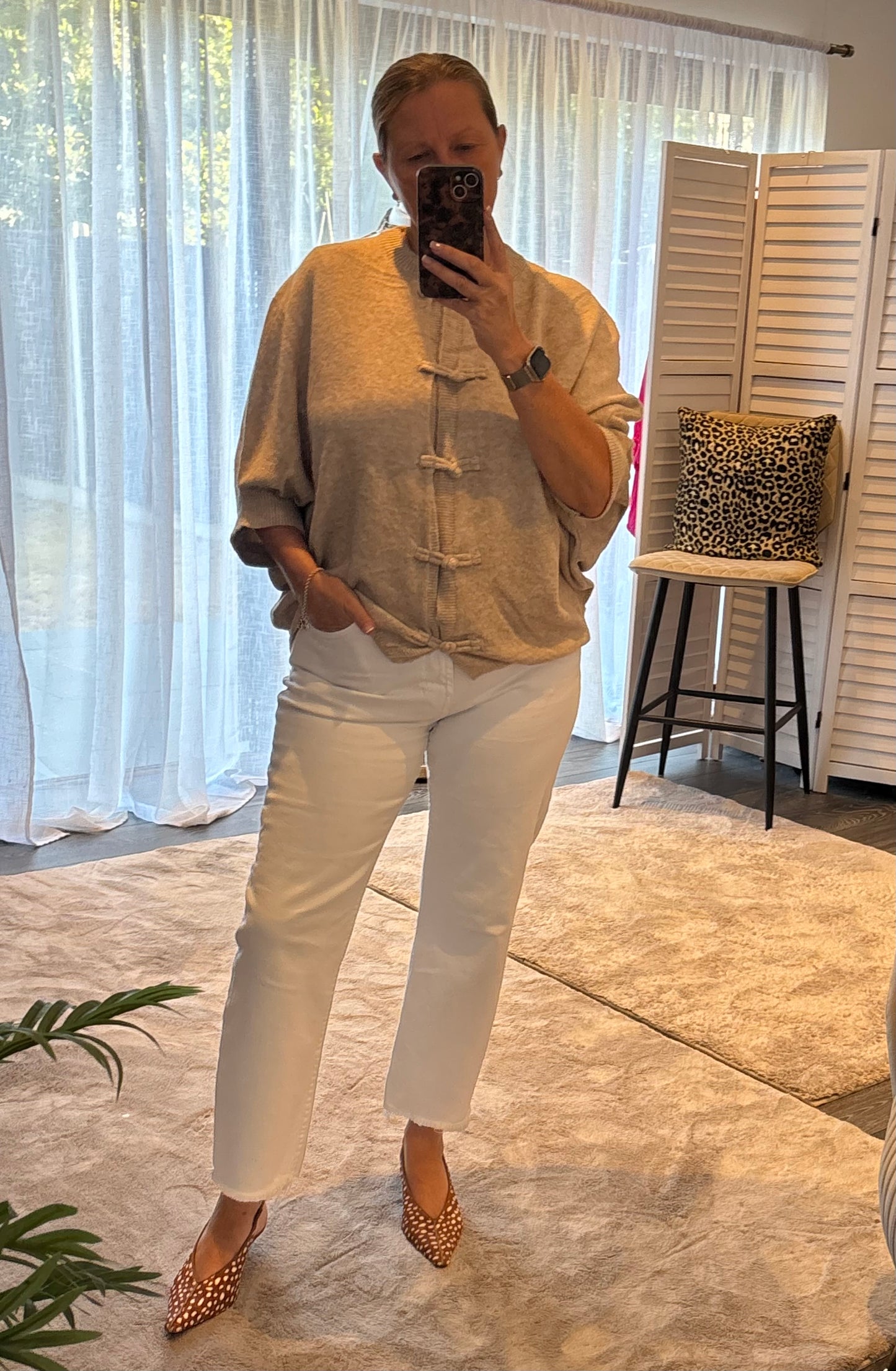 Beige Batwing Cardigan