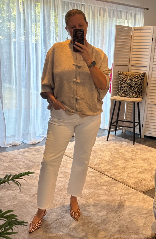 Beige Batwing Cardigan