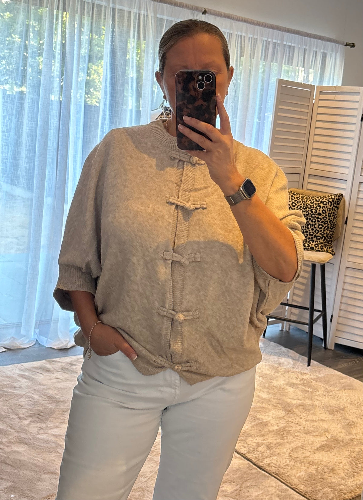 Beige Batwing Cardigan