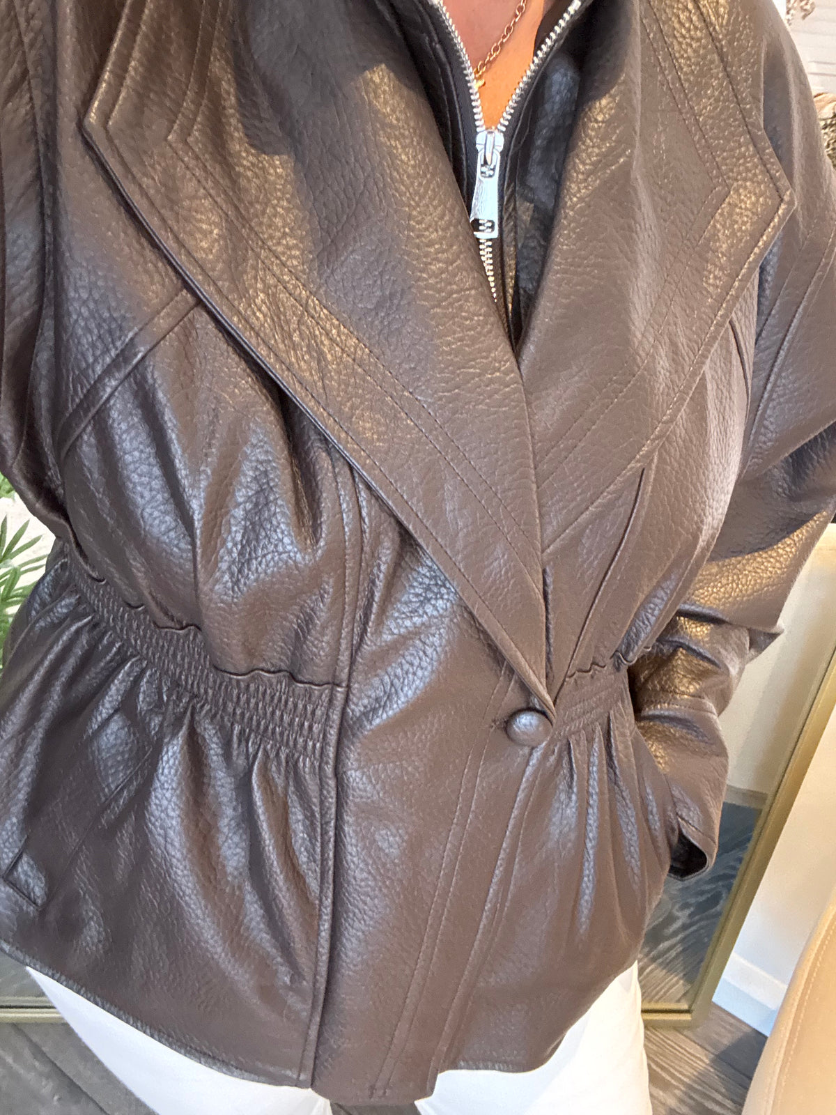 Brown “Gigi” Faux Leather Jacket