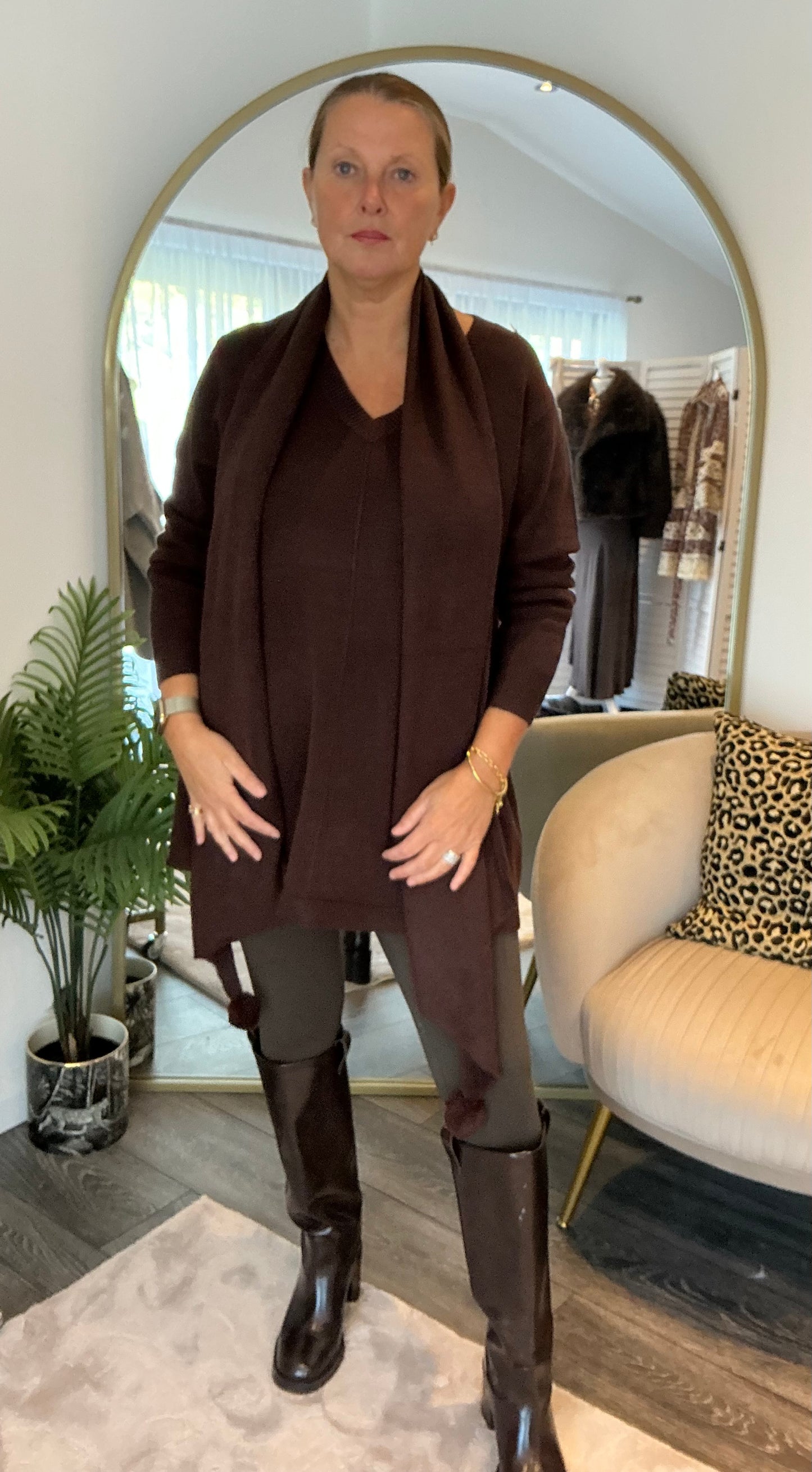 Brown “Heather” Jumper & Scarf