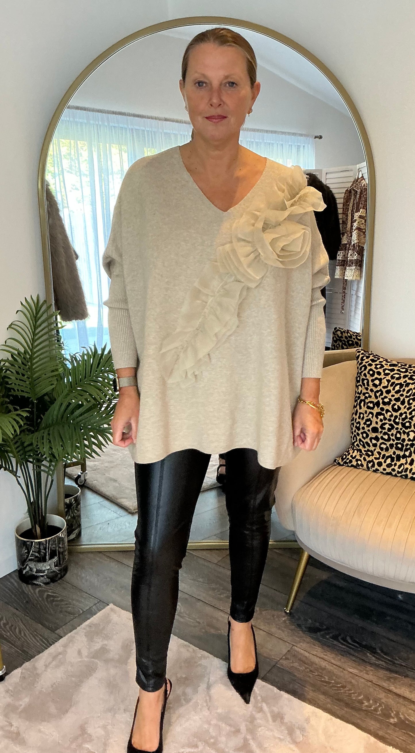 Stone “ Immogen” Ruffle Trim Jumper