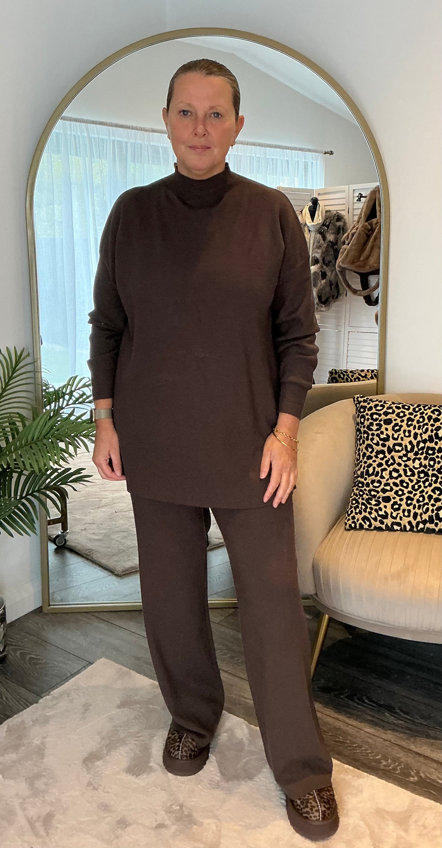 Brown “Harriett” Zip Side Knitted Coord