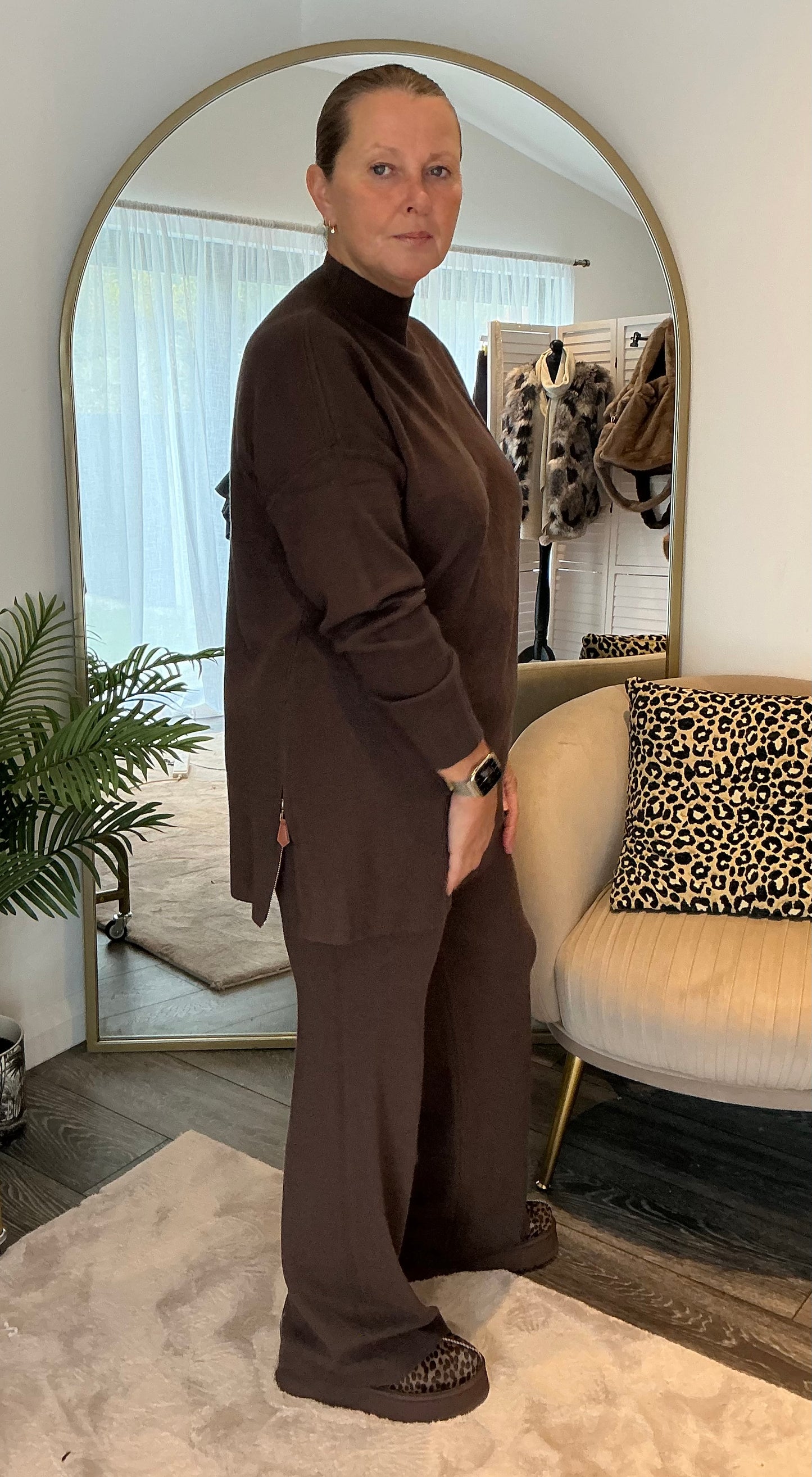 Brown “Harriett” Zip Side Knitted Coord