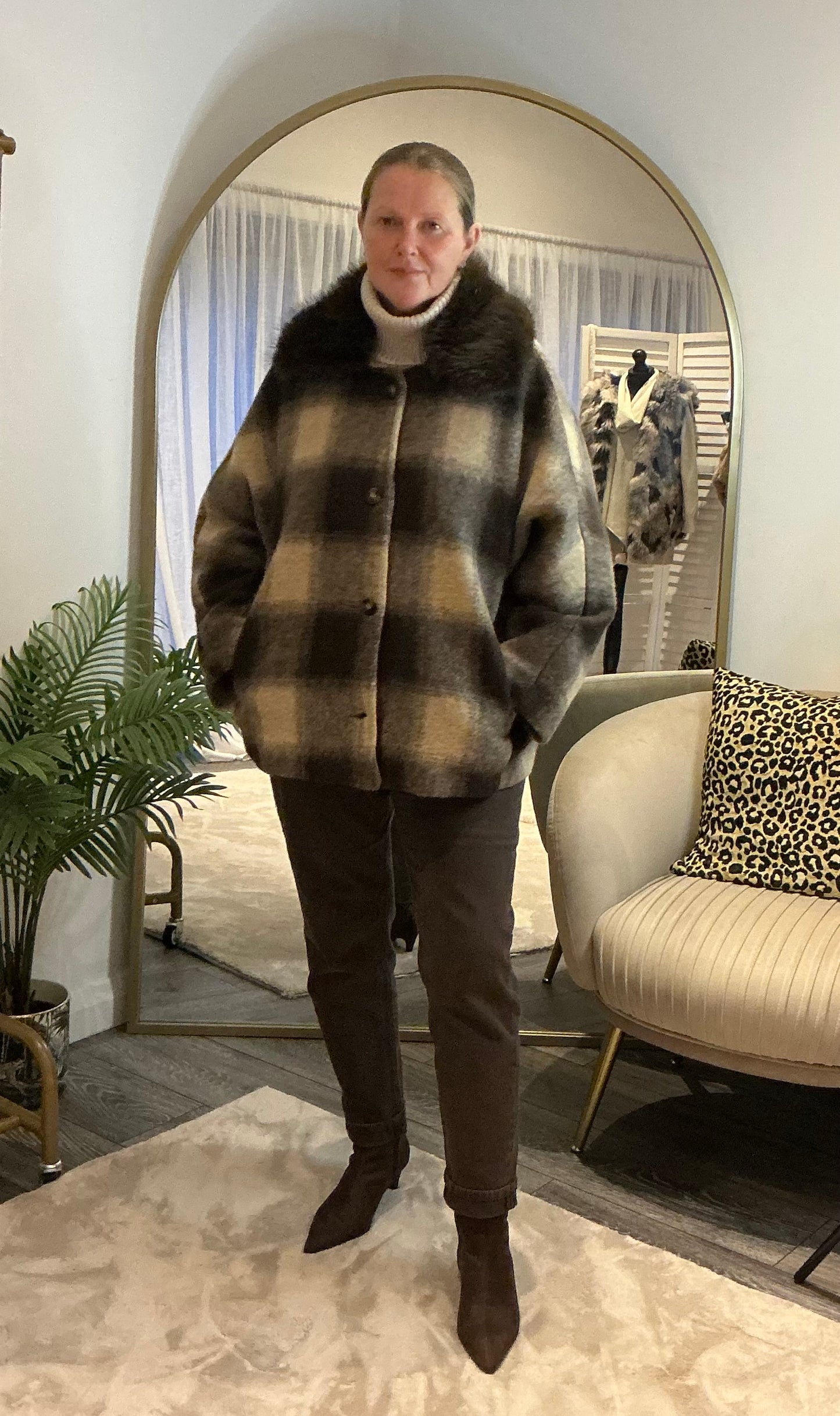 Brown “Maggie” Check Coat