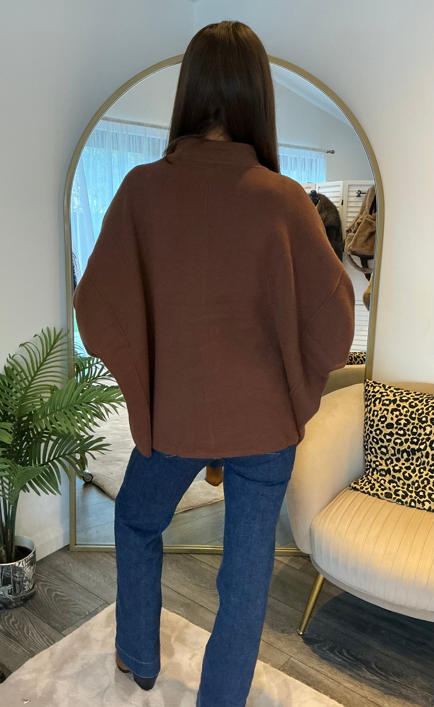Brown “Susie” Faux Fur Trim Cardi