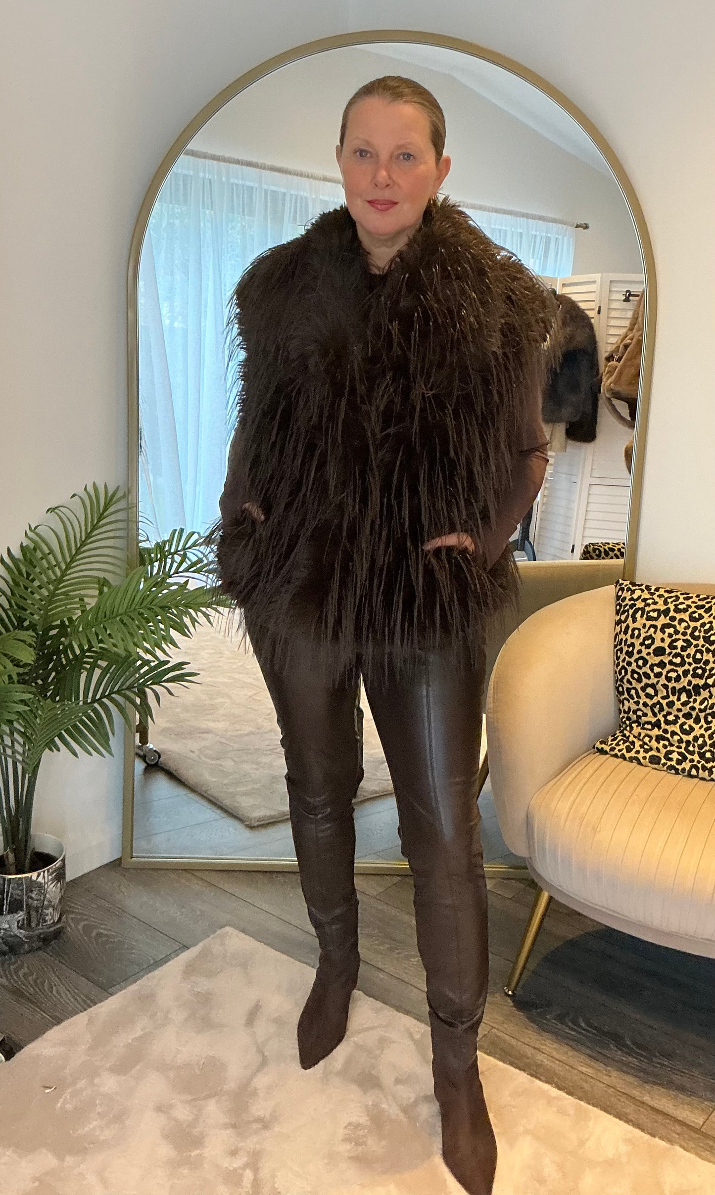 Brown “Lola” Faux Fur Gilet