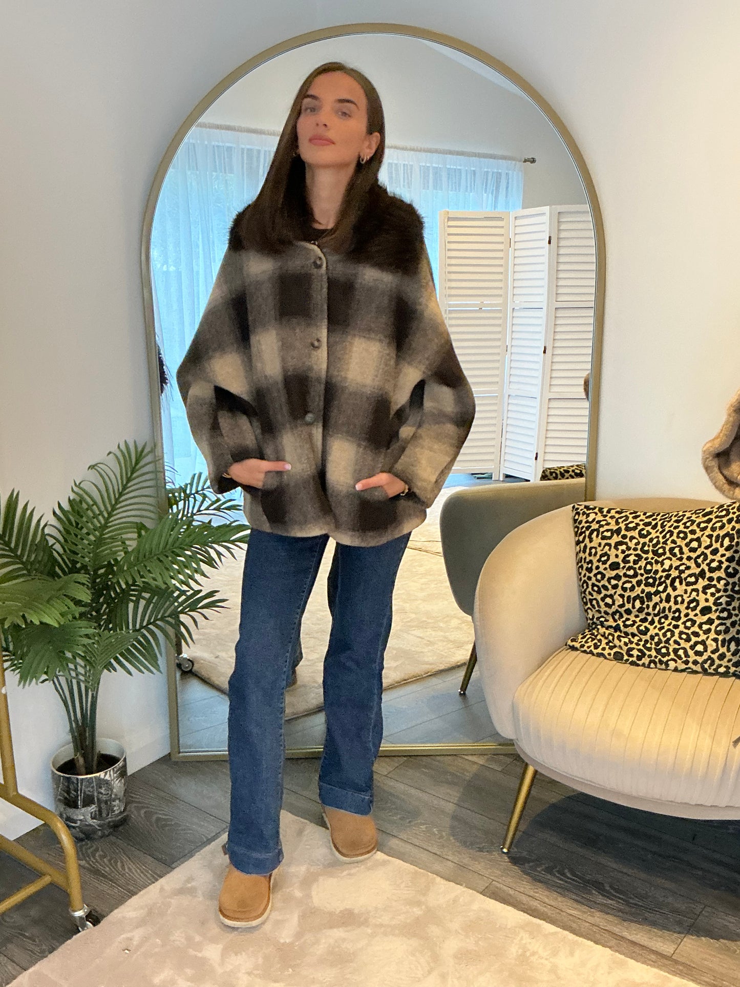 Brown “Maggie” Check Coat