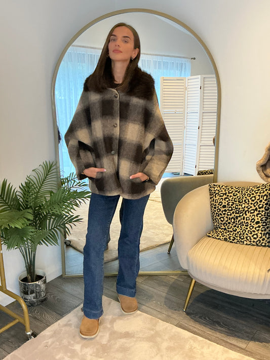 Brown “Maggie” Check Coat