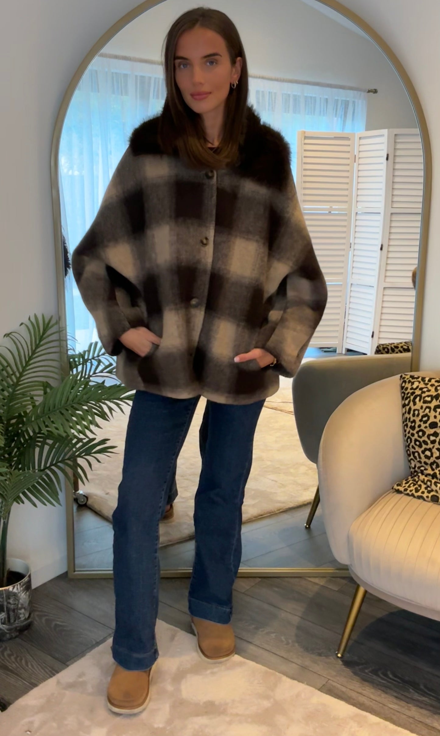 Brown “Maggie” Check Coat