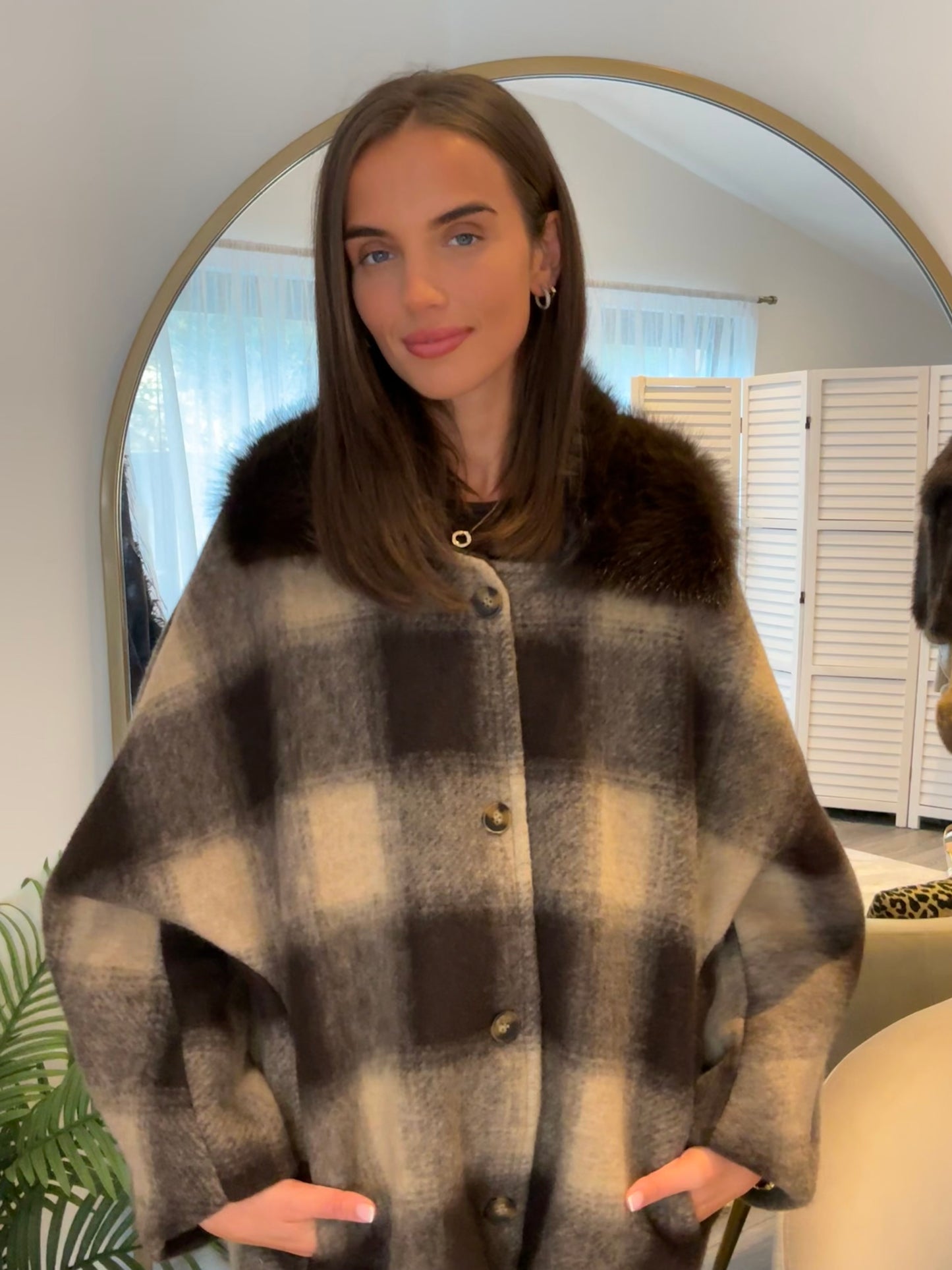 Brown “Maggie” Check Coat