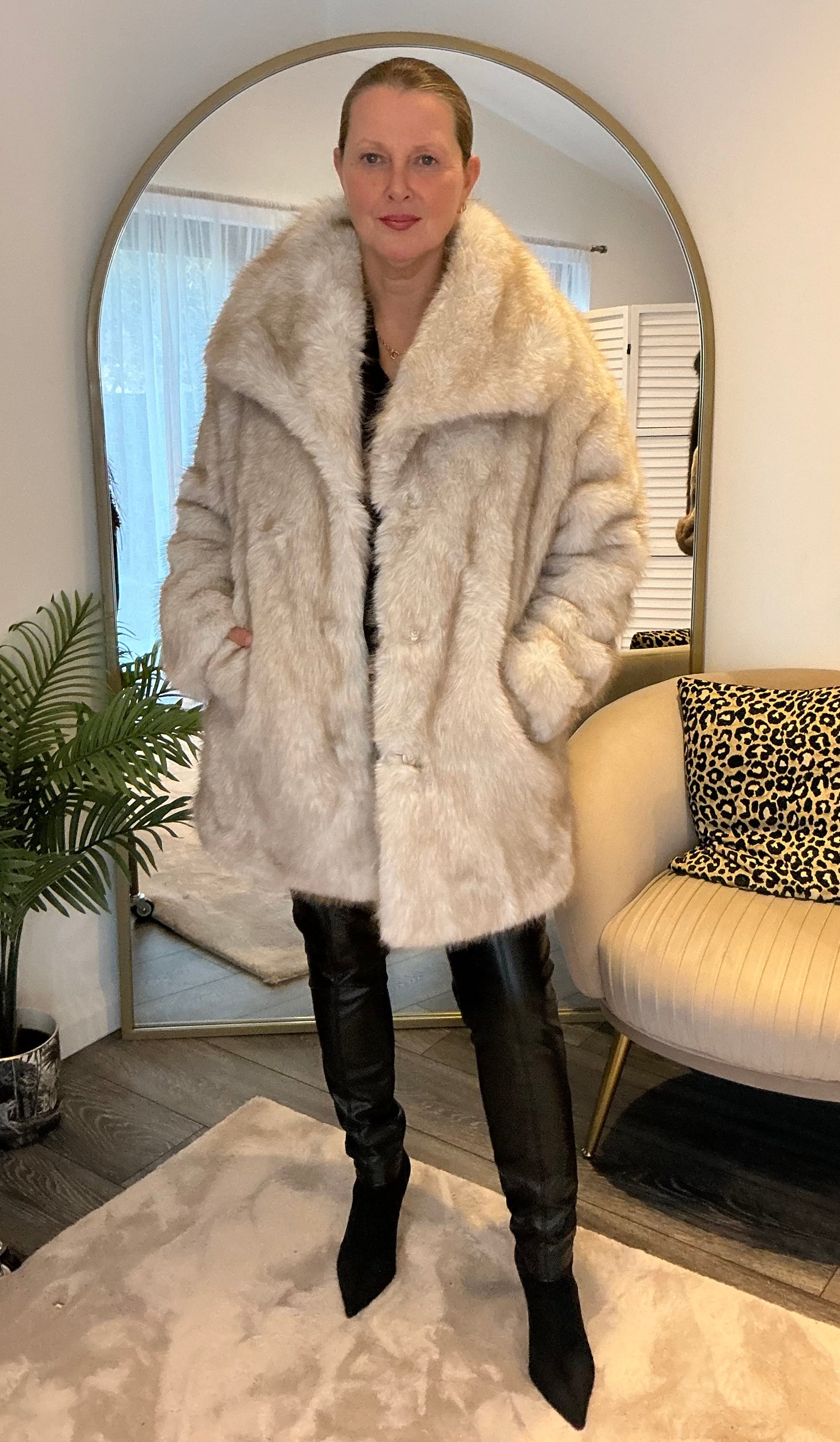 Cream “Gigi” Faux Fur Coat