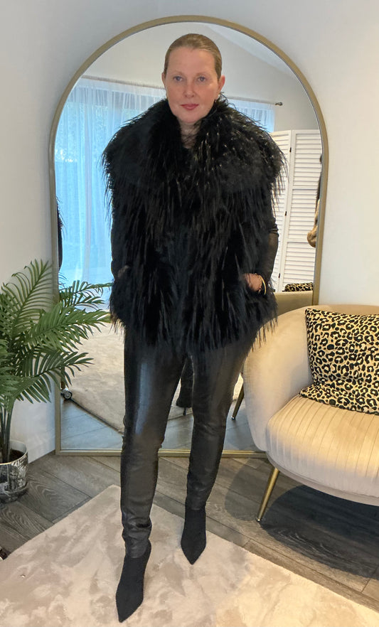 Black “Lola” Faux Fur Gilet