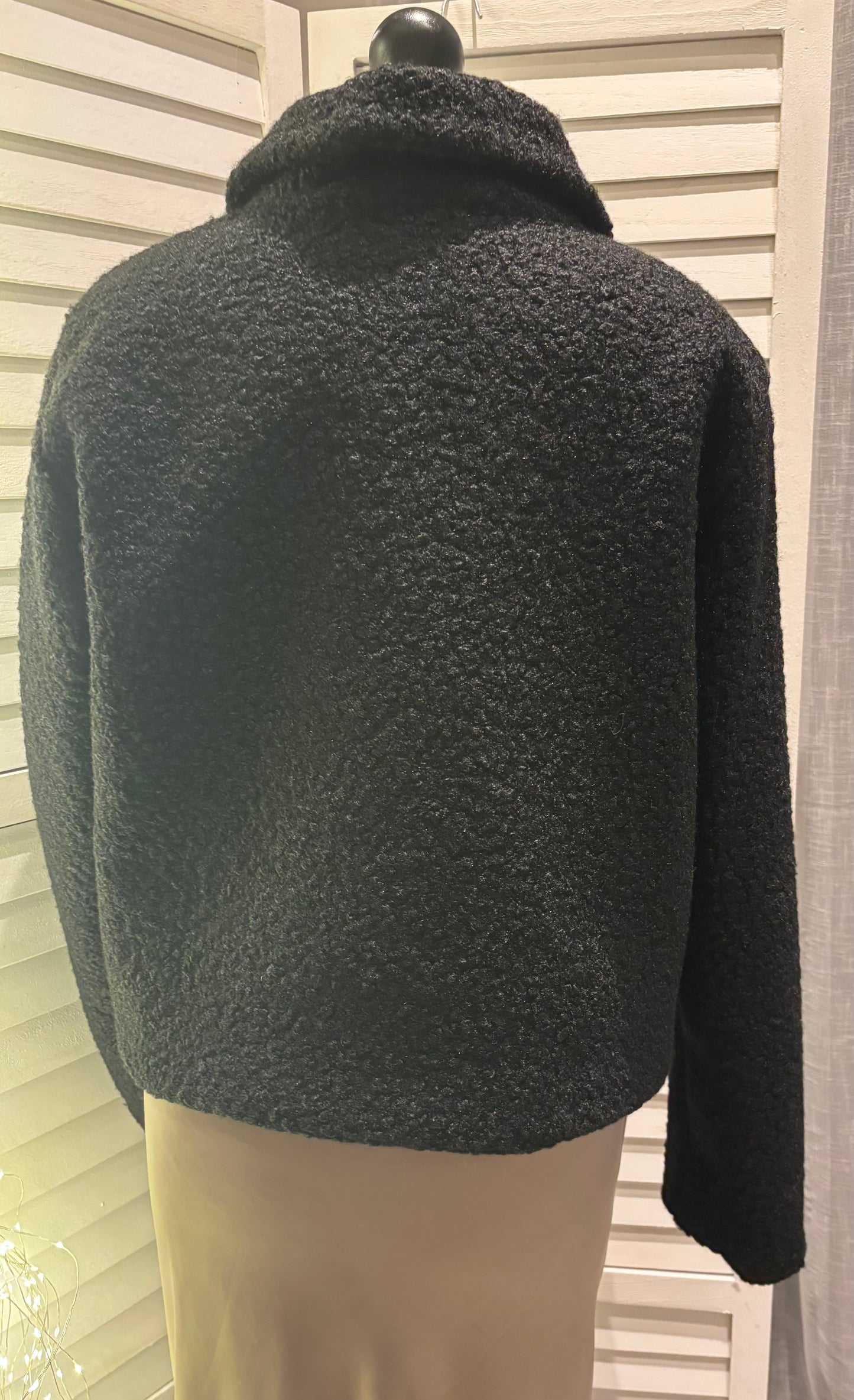 Black Diamante Bow Boucle Jacket