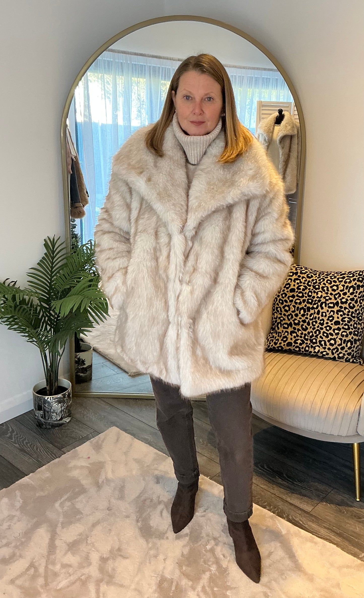 Cream “Gigi” Faux Fur Coat