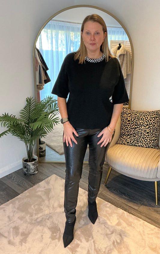 Diamanté Trim Knitted Top