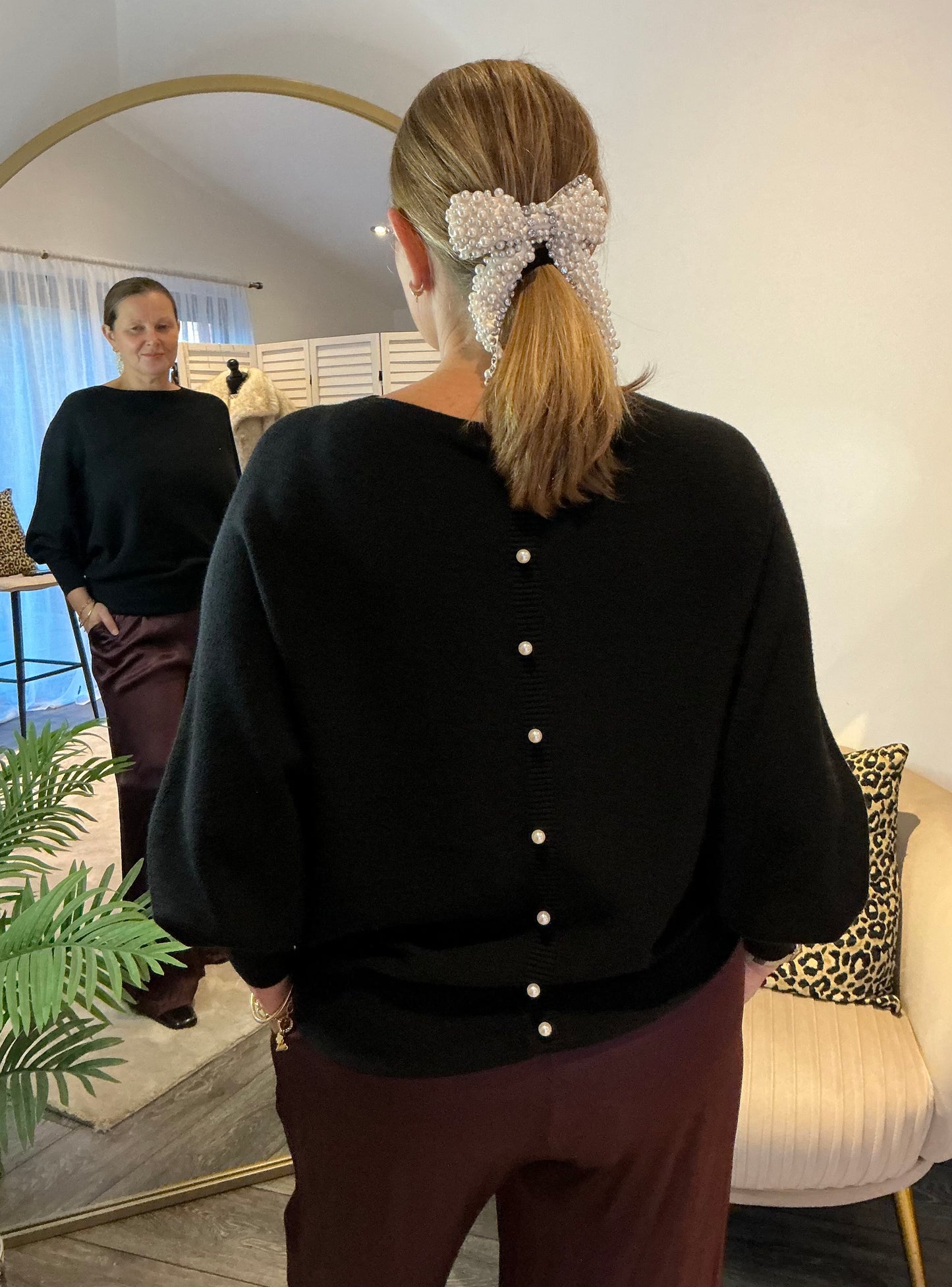 “ Gabriella” Pearl Back Jumper