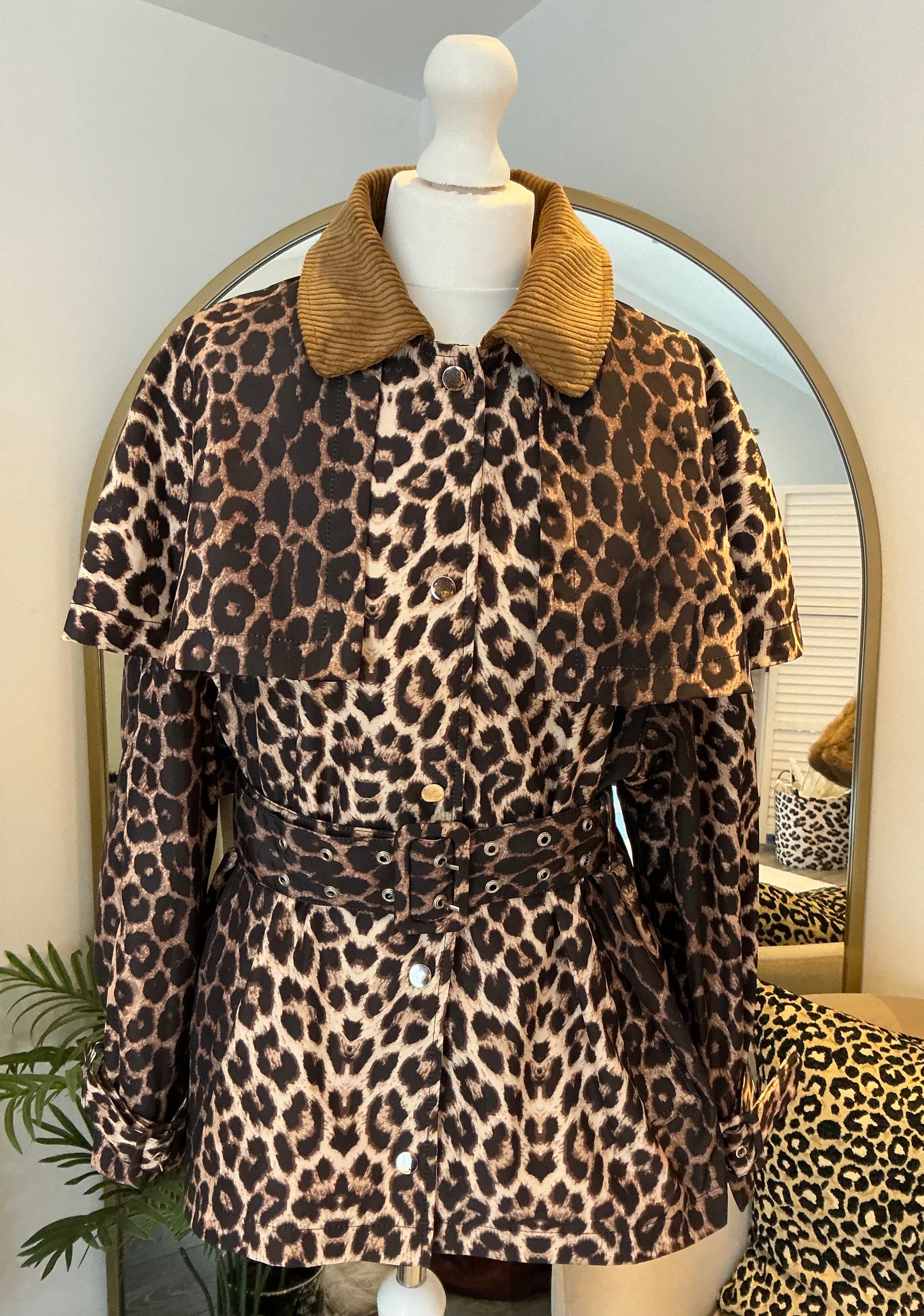 Brown “Lorna” Leopard Trench Jacket