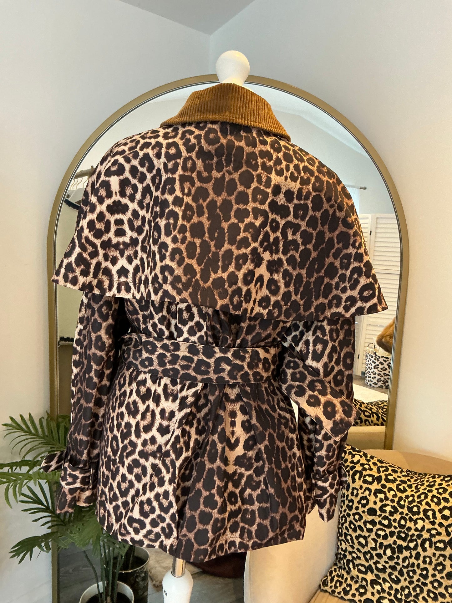 Brown “Lorna” Leopard Trench Jacket