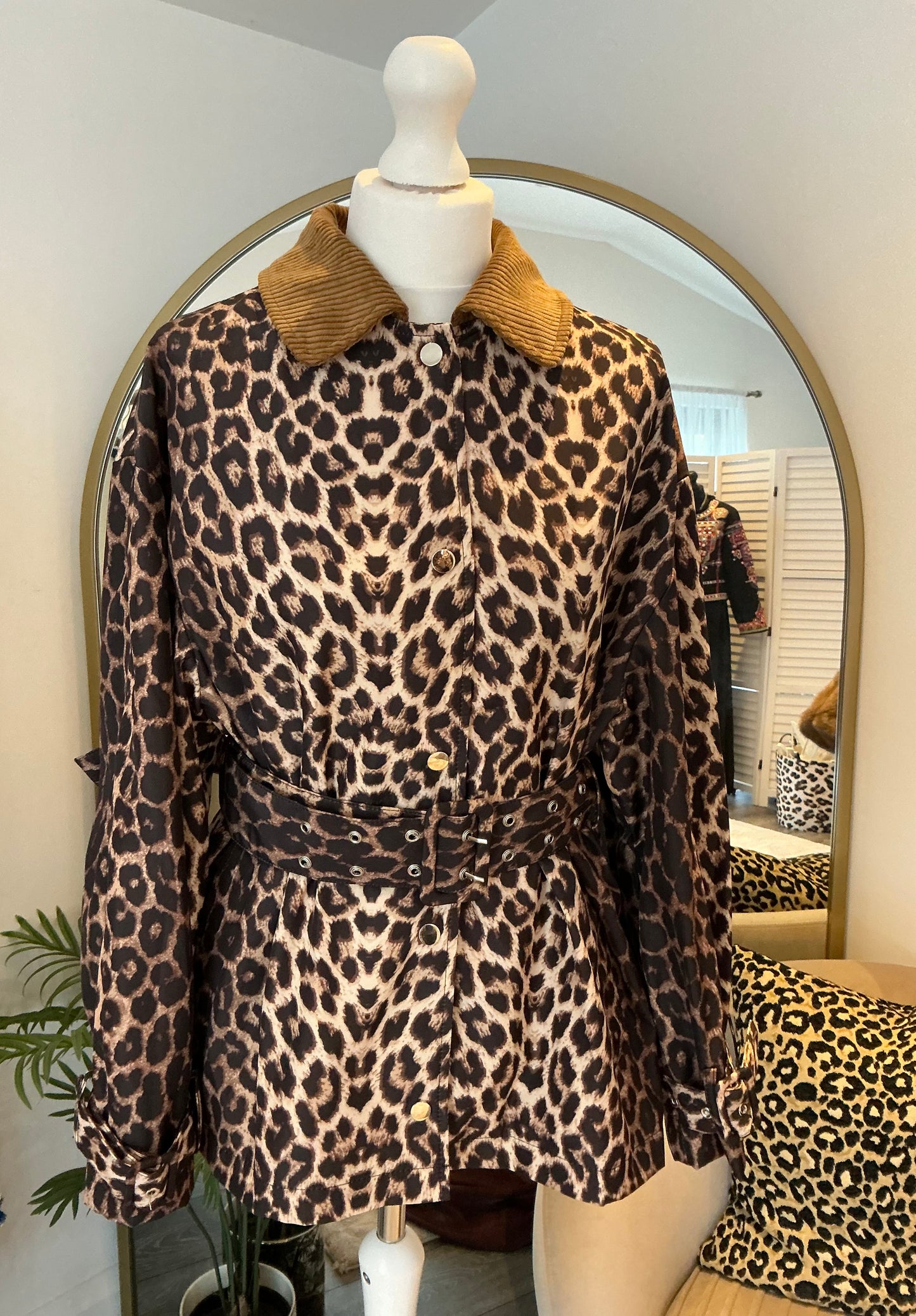 Brown “Lorna” Leopard Trench Jacket